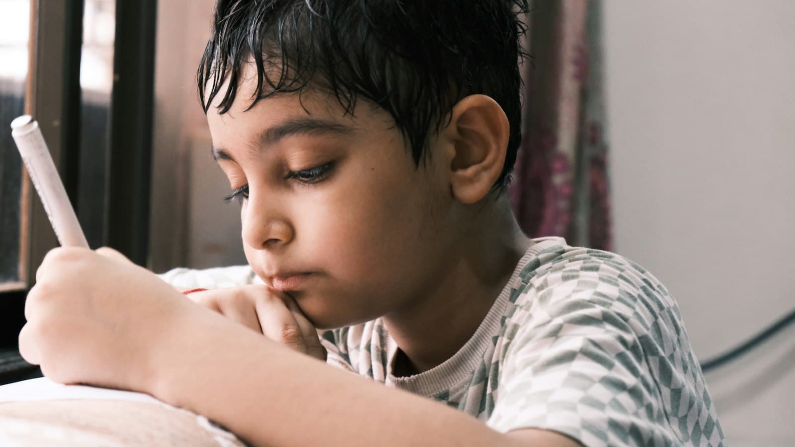 A child in Mumbai practising maths, the kind of skill Math Magic's online classes build